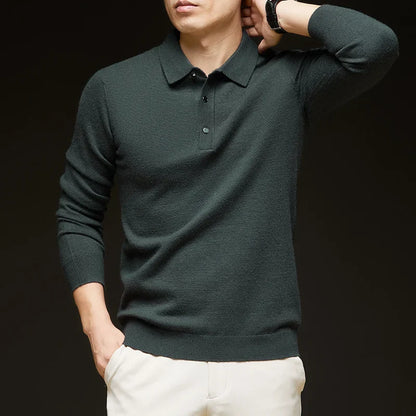 Fashion Autumn And Winter New Cashmere Sweater Men's High Quality Pullover Casual Loose POLO Knitted Bottom Shirt Jacket Shirt
