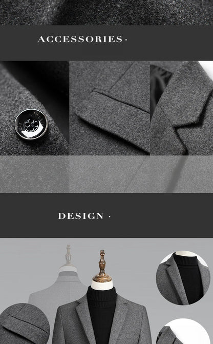 Brand Business Casual Wool Blazer Men 2026 Autumn and Winter New Solid Men Blazer Regular Fit Long Sleeve Blazers for Men