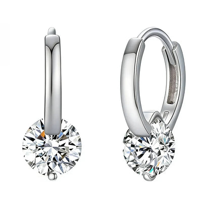 GRA Cerfied 2carat Moissanite Hoop Earrings for Women 925 Sterling Silver 8mm Sparkling Lab Diamond Huggies Earring Fine Jewelry