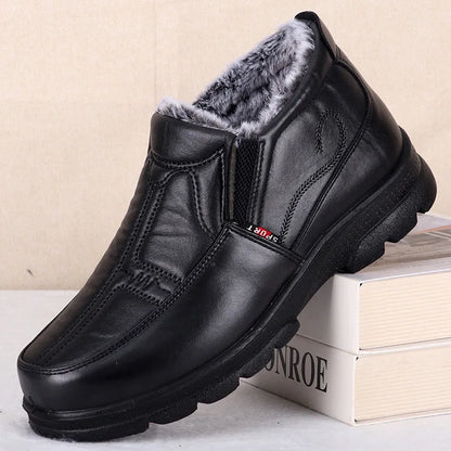 Shoes for Men 2025 Winter Fashion Non-slip Cotton Shoes Men's Thickened Leather Waterproof Casual Snow Boots Zapatillas Hombre
