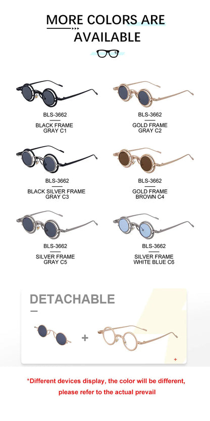 Steampunk Sunglasses For Men Metal Frame Vintage Retro Round Fashion Glasses Punk Dropshipping Gafas De Sol Lunette De Soleil