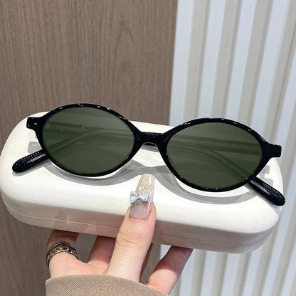 Simple Geometric Oval Small Frame Retro Design Women's Polarized Sunglasses UV Protection Customizable Prescription K9142