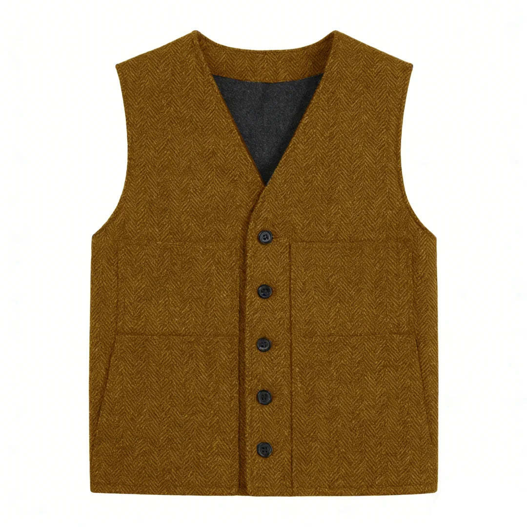 Men Vest Gray V Neck Herringbone Single Button Waistcoat For Wedding Birthday Banquet Party Business Work Daily Men Suit Vest