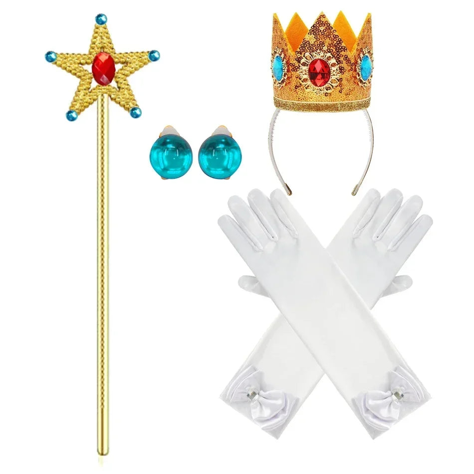 Rosalina Dress Girls Peach Costume Daisy Cosplay Children Birthday Party Carnival Fancy Outfit