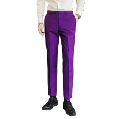 Bright Red Men's Suit Pants, Asian Size Business/office Formal Trousers, Available in Blue, Black, Purple, Gray, Khaki, Green.