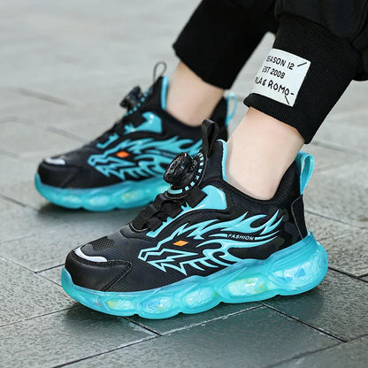 New Boys Sport Shoes Kids Anti-Skid Basketball Sneakers Lightweight Outdoor Running Shoes Children Training Swivel Buckle Design