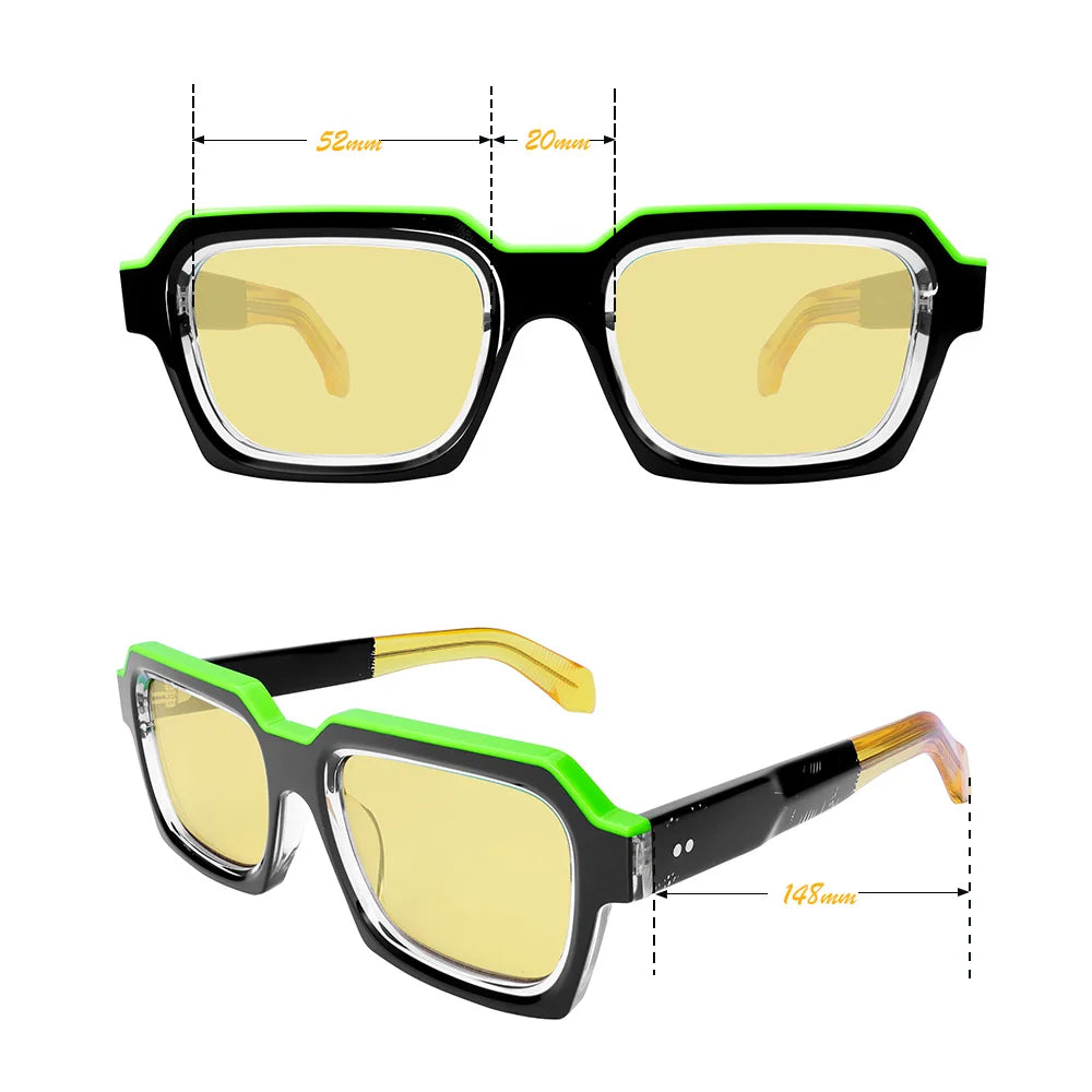 Luxury Design Look Oversized Sunglasses Women Polarized Glasses Trendy Thick Acetate Wide Double Bridge UV400 Retro