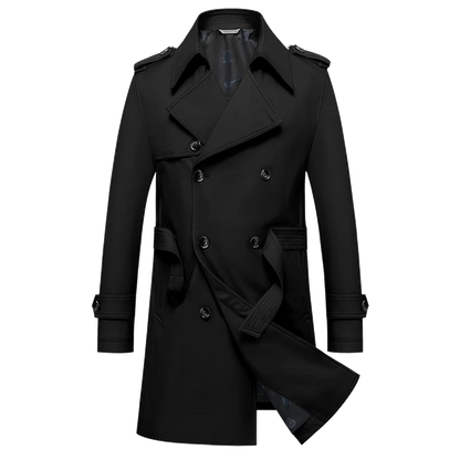 2024 Autumn New Men's Medium to Long Fashion Windbreaker Coat High Quality Double breasted British style Coat Series Belt Coat