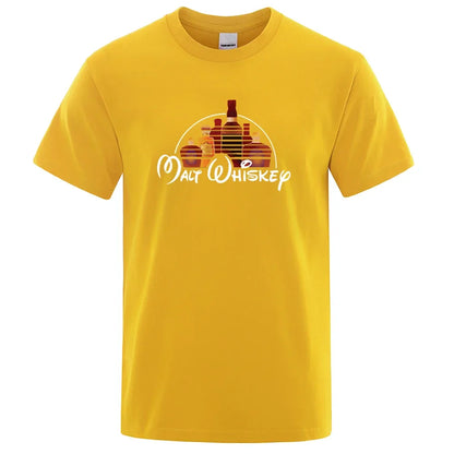 Malt Whiskey Printed T-Shirt Funny Alcohol Drunk Mens Short Sleeve Loose Oversized Tees Fashion Street Clothing Summer Tops