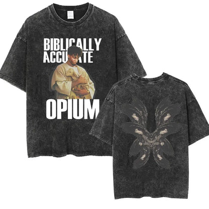 Retro Washed Playboi Carti I AM MUSIC Logo T Shirt Opium Ken Carson Narcissist Tour Antagonist Rap T-shirts Men's Oversized Tees