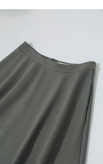Elegant Skirts For Woman 2025 Winter New Commuter Style A-Line Mid-Calf Skirt Loose Solid Versatile Woman Clothes 12544126