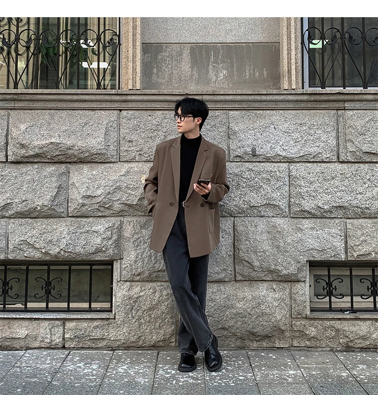 Spring Summer Men Formal Blazers Men Korean Fashion Loose Casual Dress Jacket Men Harajuku Social Suit Jacket Clothing