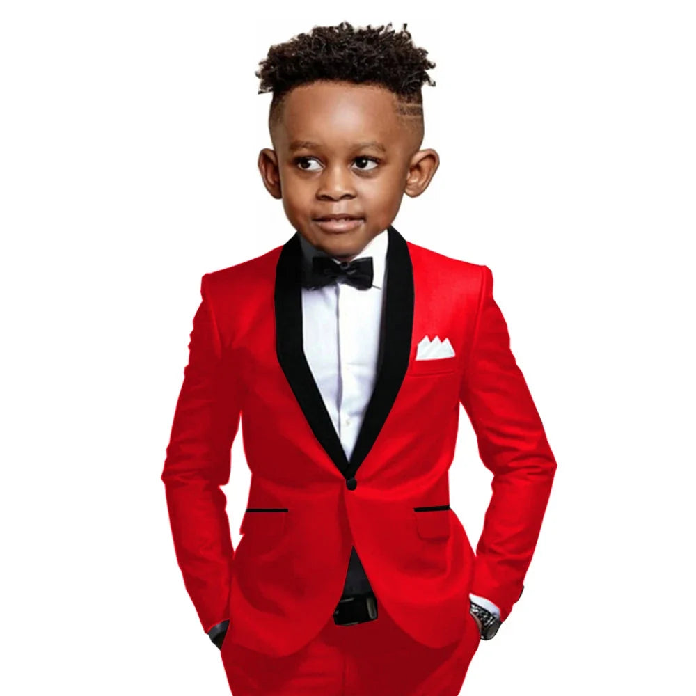 New Boys Formal Suits 2 Pieces Jacket Pants School Activities Wear Stylish One Button Kids Tuxedo Wedding Guest Clothes
