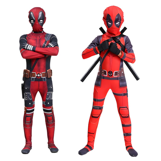 Cosplay Deadpool Costume Kids High Quality Spider-Man Child Halloween Cosplay Costume Deadpool Sword Set Adult Bodysuit Costume