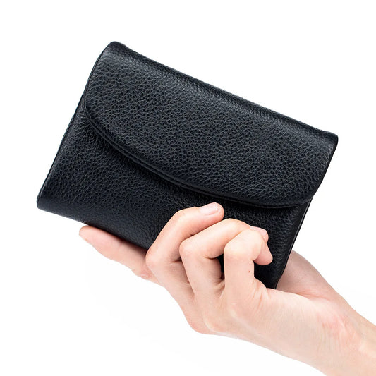 Porte-monnaie en cuir de vache véritable, portefeuille court pliable pour petits sacs à main féminins, pochette, porte-cartes en cuir de vachette, portefeuilles de voyage
