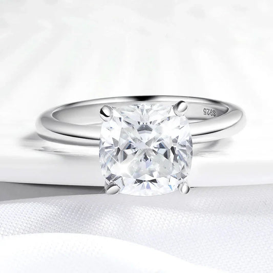 1CT 2CT 3CT 3.5CT 5CT Cushion Cut Moissanite Rings for Women Pass Diamond Test 925 Sterling Silver Wedding Band Wholesale