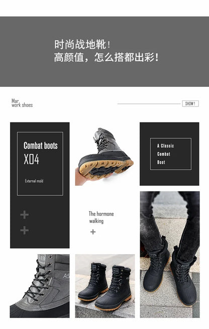 Plus Size 47 Outdoor Men Boots Winter Snow Boots for Men Training Work Boots Waterproof Slip-Resistant Keep Warm Winter Shoes