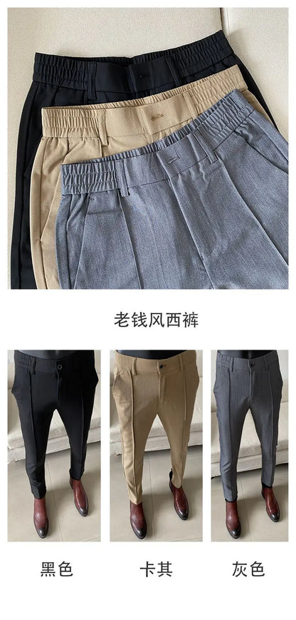 Summer New Light Thin Solid Color Suit Pants High Quality Slim Fit Stretch Trousers Men's Formal Business Social Dress Pants