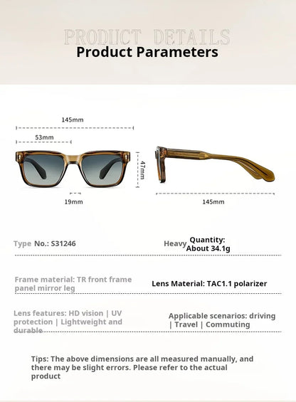 New Retro Square Polarized Men and Women Sunglasses Fashion Trend Big Size Driving Travel UV Protective Glasses