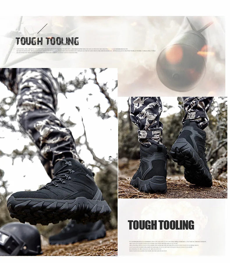 Men Boots Outdoor Combat Ankle Boot Tactical Boots for Man Anti-Slip Motocycle Boots Climbing Hiking Shoes Size 39-46