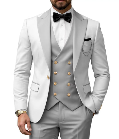 Men's 3 Piece Tuxedo Slim Fit for Men Tuxedo Suit Double Breasted  for Wedding Groom Business Tuxedos