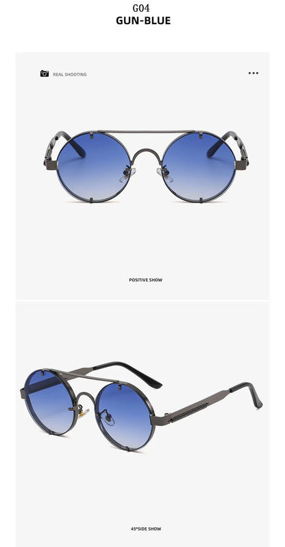 Round Steampunk Sunglasses For Men Fashionable Punk Sunglasses Women Trendy Vintage Fashion Glasses Retro Gafas De Sol Hombre