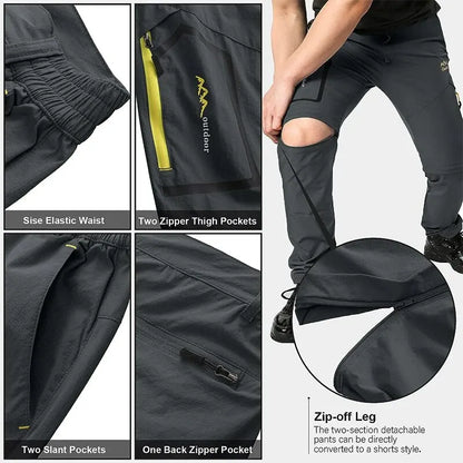 Men's Hiking Pants Trekking Convertible Quick Dry Lightweight Zip-Off Outdoor Travel Camping Fishing Pants
