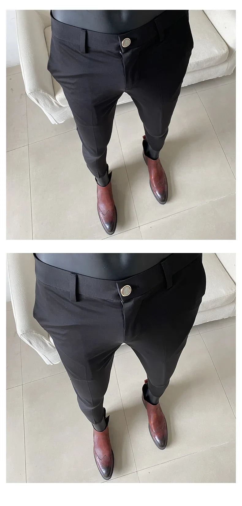 Summer New Light Thin Ice Silk Solid Color Casual Trousers High Quality Fashion Slim Fit Business Social Office Suit Pants