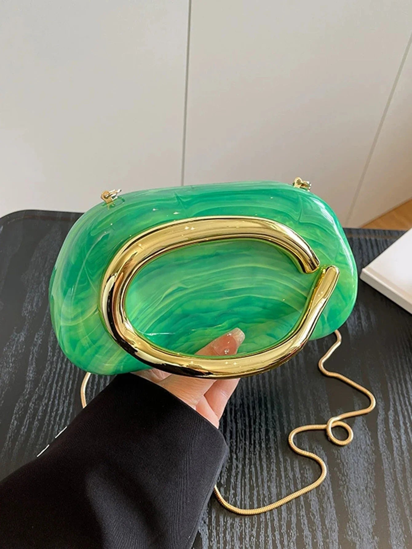 Women's Sealed Box Shaped Acrylic Clutch Fashion Dinner Wedding Party Handbag Elegant Luxury Designer Crossbody Shoulder Bag