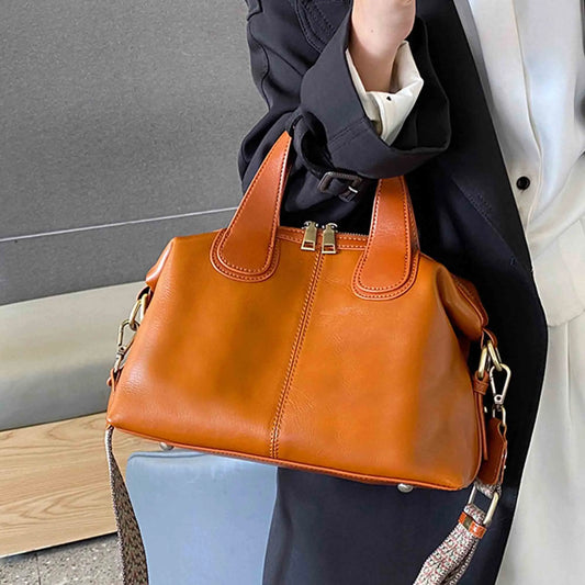 MS Genuine Leather Woman Bags Luxury Retro Shoulder Handbag Vintage Lady Messenger Casual Tote Crossbody Purses Black 2023 New