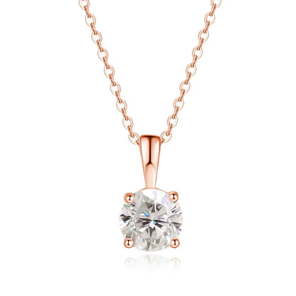 1ct Moissanite Pandent Necklace s925 Sterling Silver Plated 18k Box Chain Dainty Necklaces for Women Fine Jewelry Gift