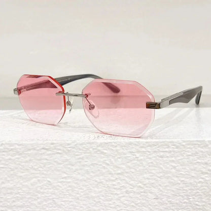 Rimless Polygon Luxury Sunglasses Acetate Alloy Gold Brand Irregular Square Original Classical Retro UV400 Gafas Hot