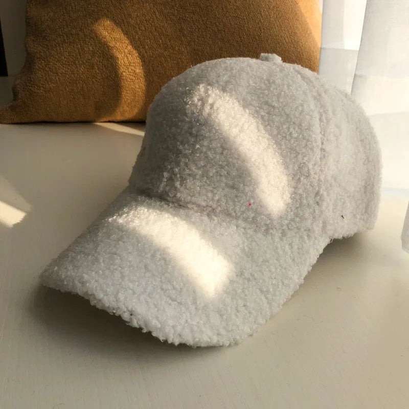 Cap for Women Winter Warm Baseball Cap Women Artificial Lamb Wool Hats  Plush Baseball Caps Autumn Baseball Cap