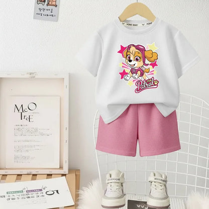 Printed Summer Girls Casual Outfits Children's Shorts Sets Kids T Shirt and Shorts Two Piece Set Outdoor Sportwear