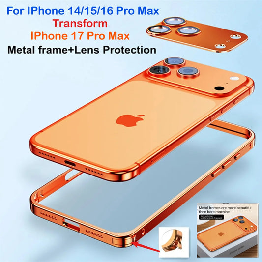 New Aluminum Alloy Frame Anti-scratch Alloy Lens Ring Case for IPhone 14 15 16 Pro Max Lens Transform 17 ProMax Shockproof Cover
