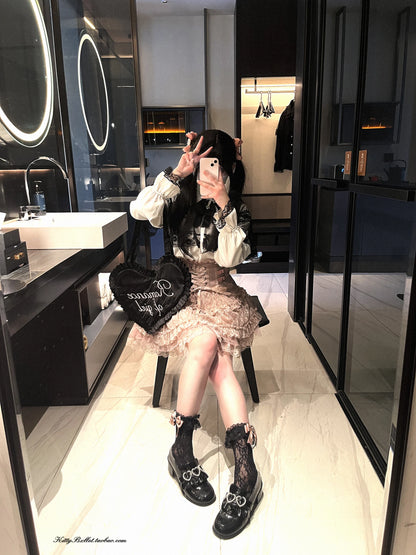 Japanese Original Lolita Lace Ruffle Edge Tied Bow High Waist Mini Skirt Spring Summer New Slim Waist Sweet Girl Y2k Skirt