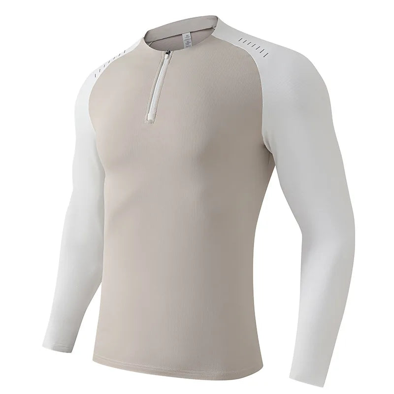 Outdoor Sports Stand-up Collar Long-sleeved Quick-drying Clothes Autumn Half-zipper Top Cycling Running Yoga Gym Fitness T-shirt