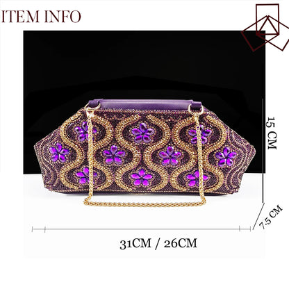 New Arrival Mature Style Platform Design Rhinestone Decoration Peep Toe Lady Shoes and Bag Set for Party Wedding