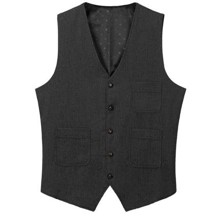 Men Vest Green Herringbone Solid Single Button Waistcoat For Birthday Wedding Business Banquet Work Daily Casual Men Suit Vest