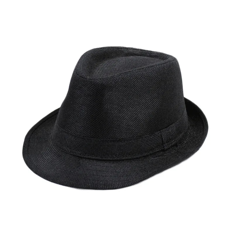 Summer Fedoras for Men Middle old aged Cap Linen Panama Solid  Jazz Hat Cowboy  Men's Women's  British Party Sun Hat