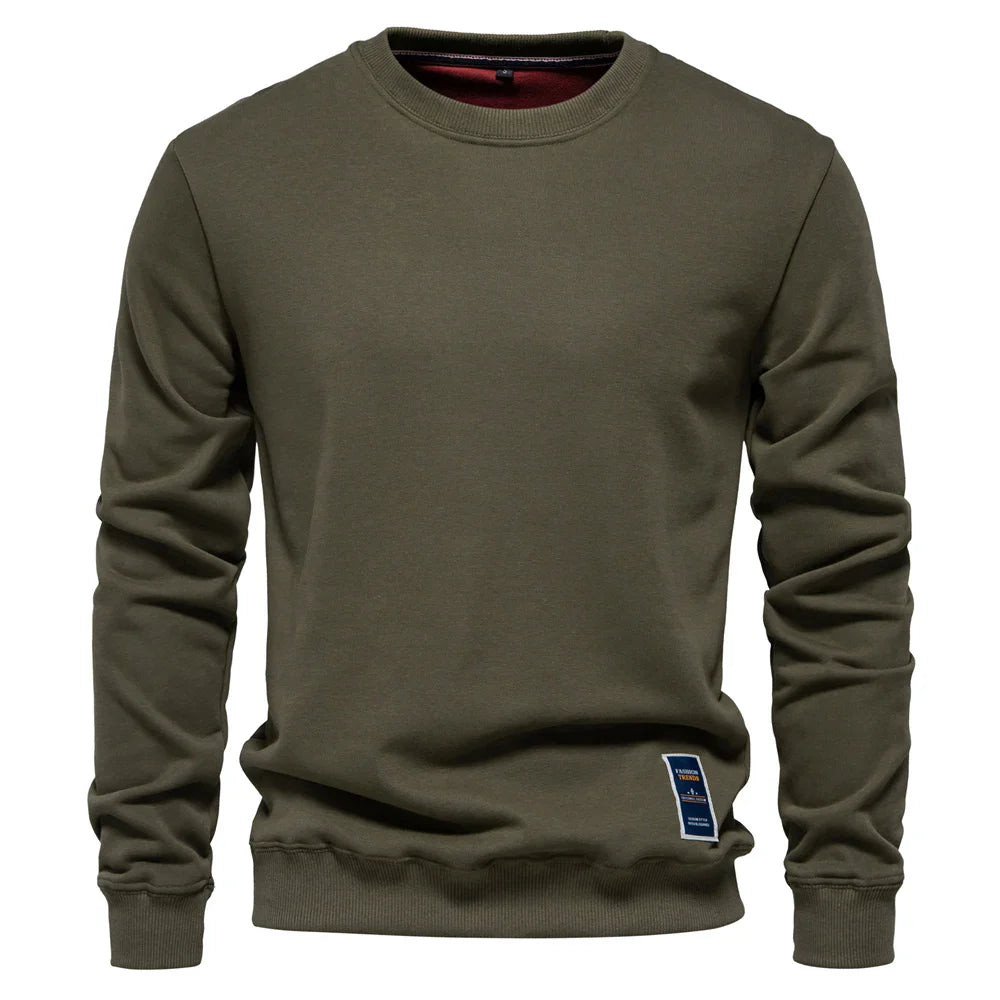 Cotton-blend Mens Crew Neck Solid Color Sweatshirts Pullover Casual Sport Sweatshirt for Men