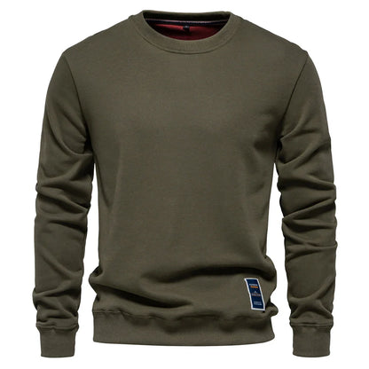 Cotton-blend Mens Crew Neck Solid Color Sweatshirts Pullover Casual Sport Sweatshirt for Men