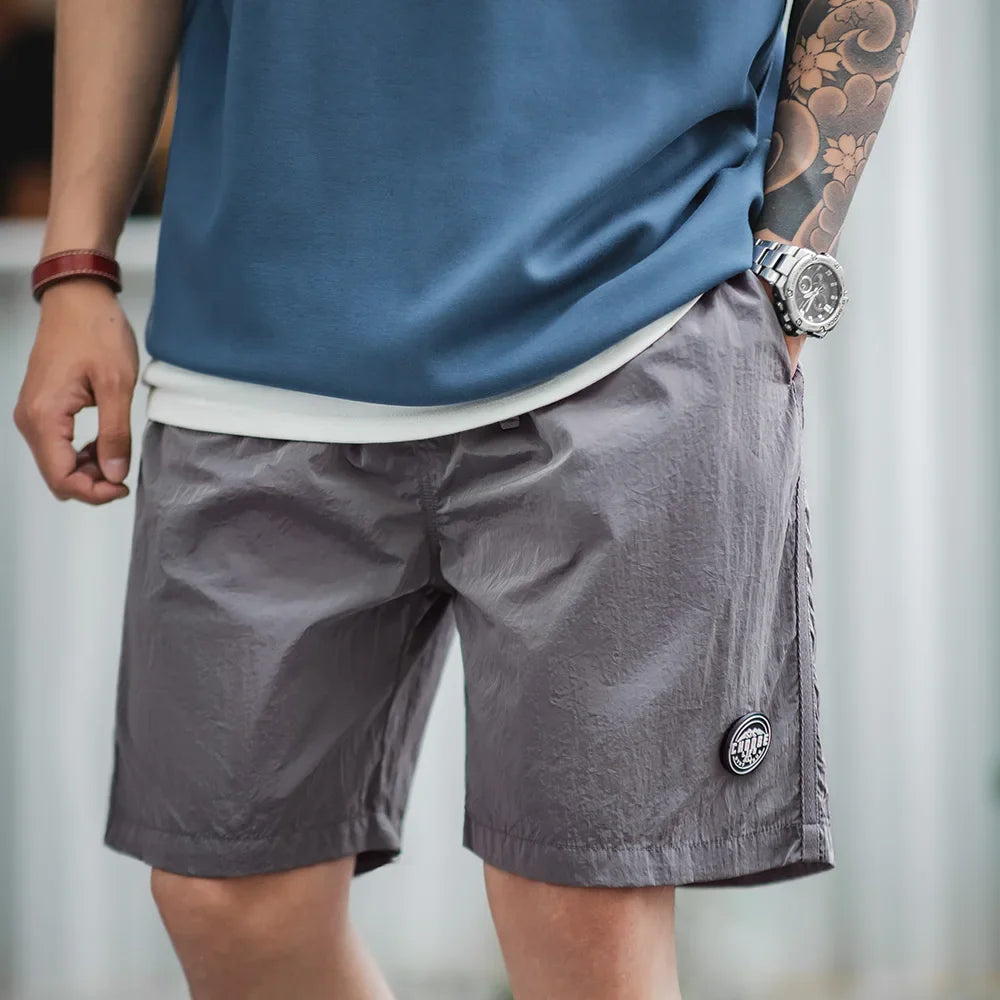 Outdoor Men's Quick-Dry Shorts Lightweight Casual Elastic Waist Drawstring Shorts Loose Fit Running Contrast Summer Shorts