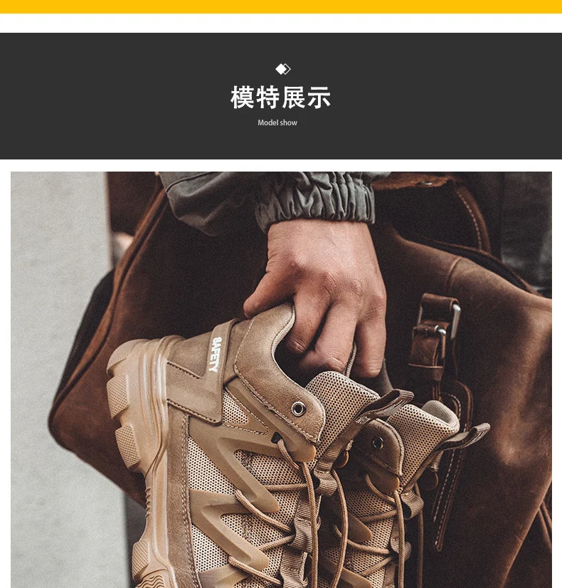 Male Work Boots Indestructible Safety Shoes Men Steel Toe Puncture-Proof Work Sneakers Male Shoes For Adult Work Shoes
