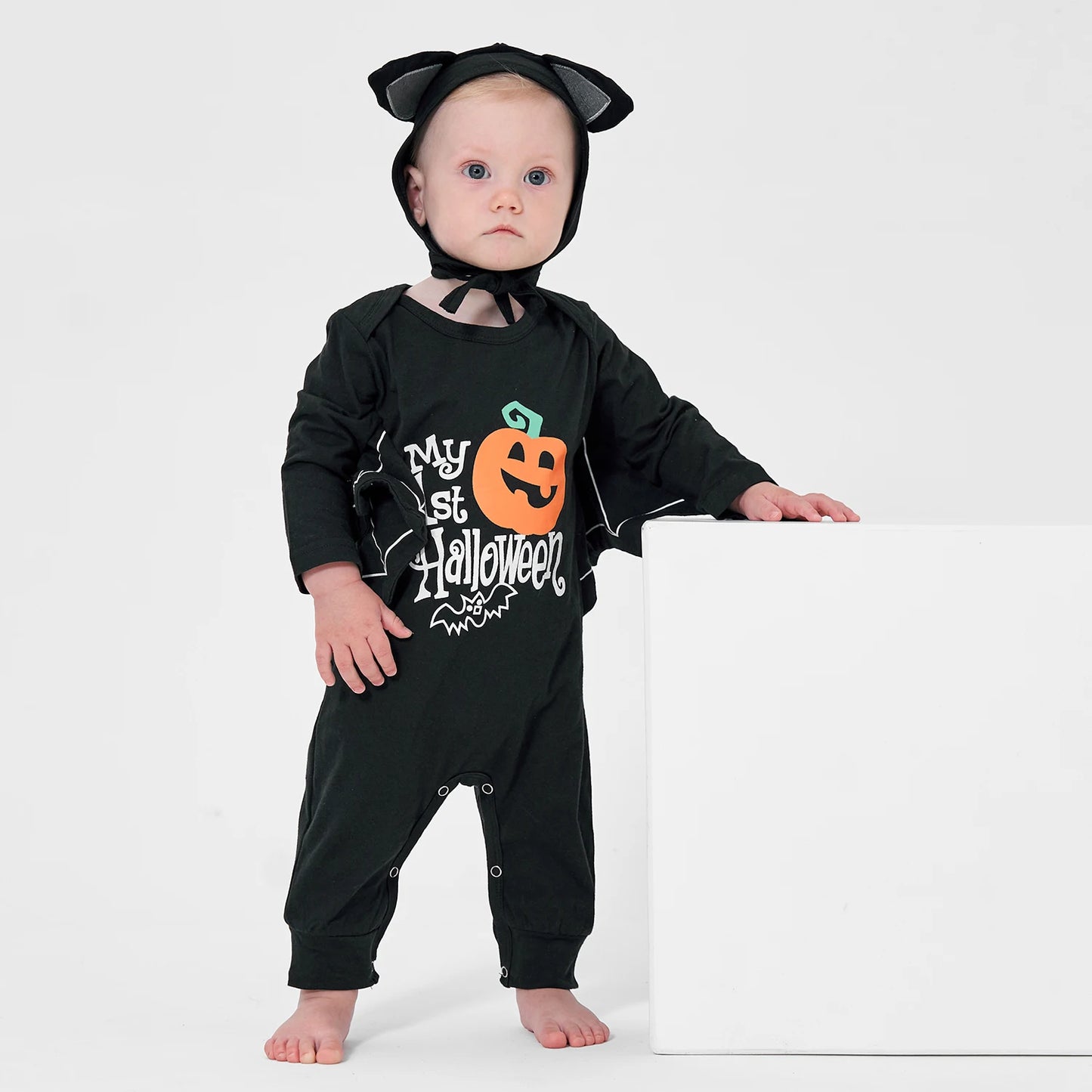 Baby's First Halloween Costume Black Bat Romper Jumpsuit Infant Boys Girls Purim Party Carnival Fancy Dress Cosplay Long Short