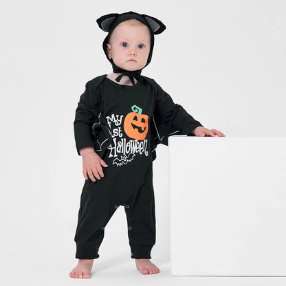 Baby's First Halloween Costume Black Bat Romper Jumpsuit Infant Boys Girls Purim Party Carnival Fancy Dress Cosplay Long Short