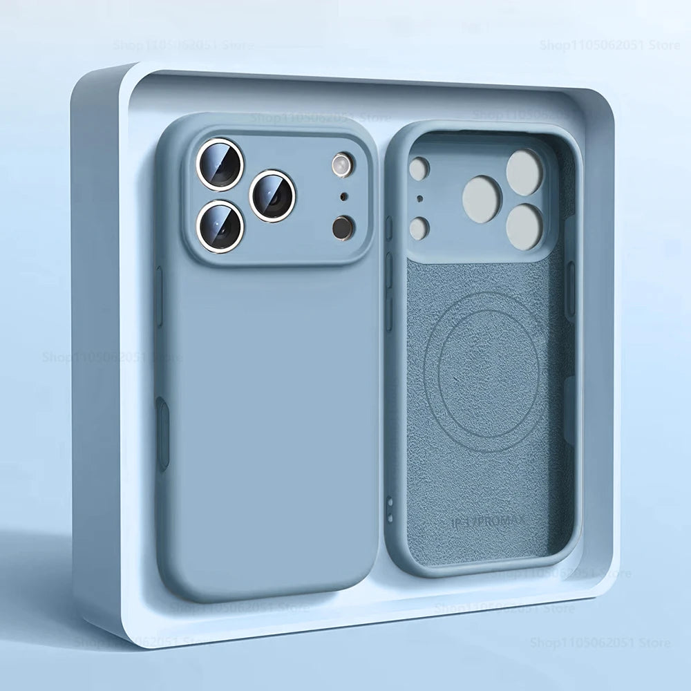 Magnetic Original Liquid Silicone Phone Case For iPhone 17 16 15 14 13 Pro Max 17Pro Air For Magsafe Wireless Cases Soft Cover