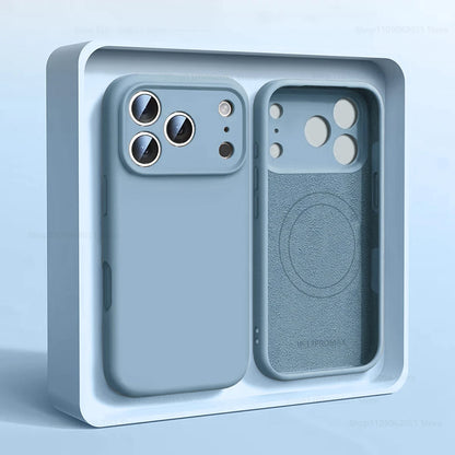 Magnetic Original Liquid Silicone Phone Case For iPhone 17 16 15 14 13 Pro Max 17Pro Air For Magsafe Wireless Cases Soft Cover