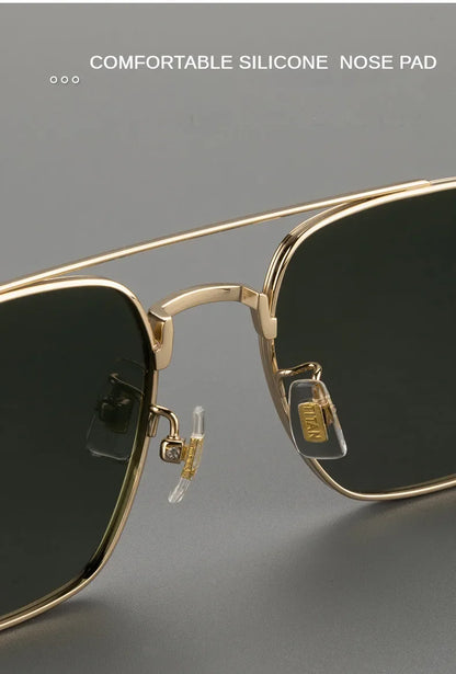 Top Quality Pure Titanium Pilot Polarized Sunglasses Men Outdoor Driving Night Vision Shades Anti-Glare Fishing UV400