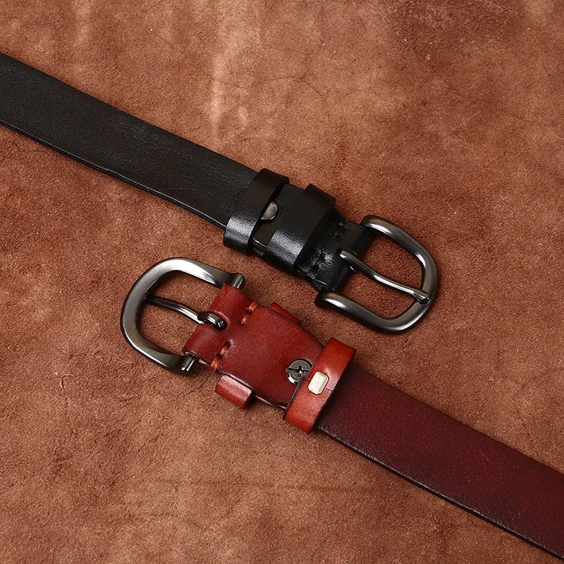 2.8CM Pure Cowhide Genuine Leather for Men's Women High Quality Jeans Needle Buckle Belts Cowboy Fashion Designer Matching Belt
